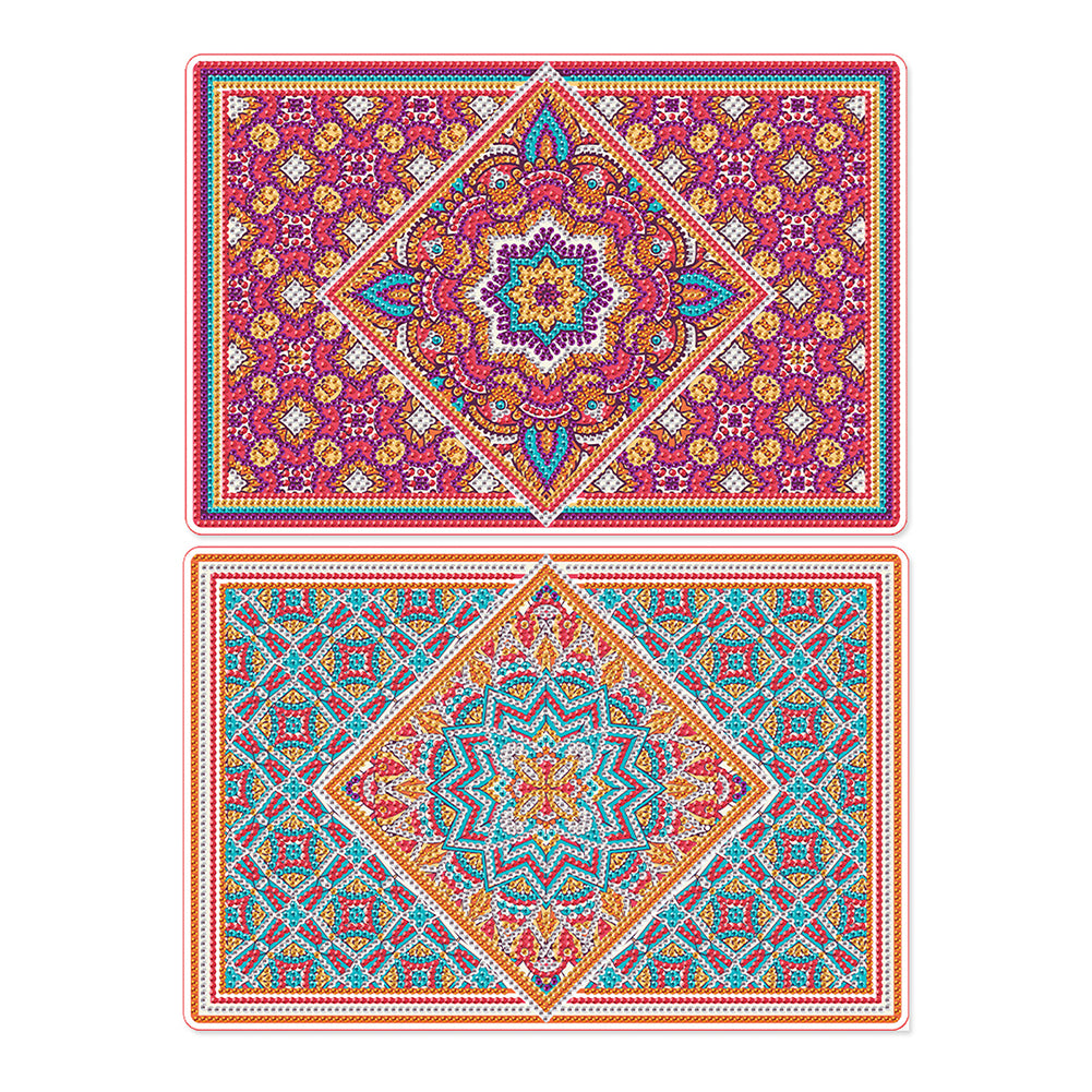 2Pcs Mandala Pattern Diamond Painting Placemat DIY Diamond Crafts Projects