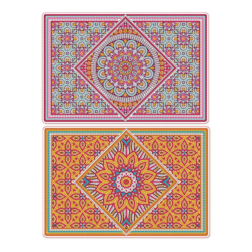 2Pcs Mandala Pattern Diamond Painting Placemat DIY Diamond Crafts Projects