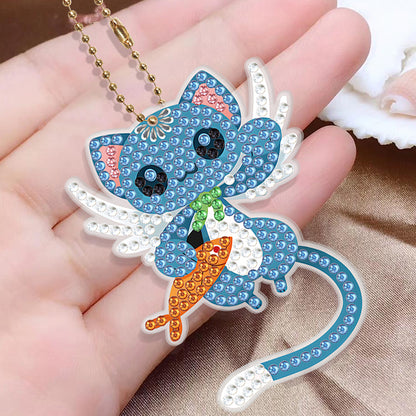 6Pcs PVC Double Sided Special Shaped Jumping Animal Diamond Painting Keychain