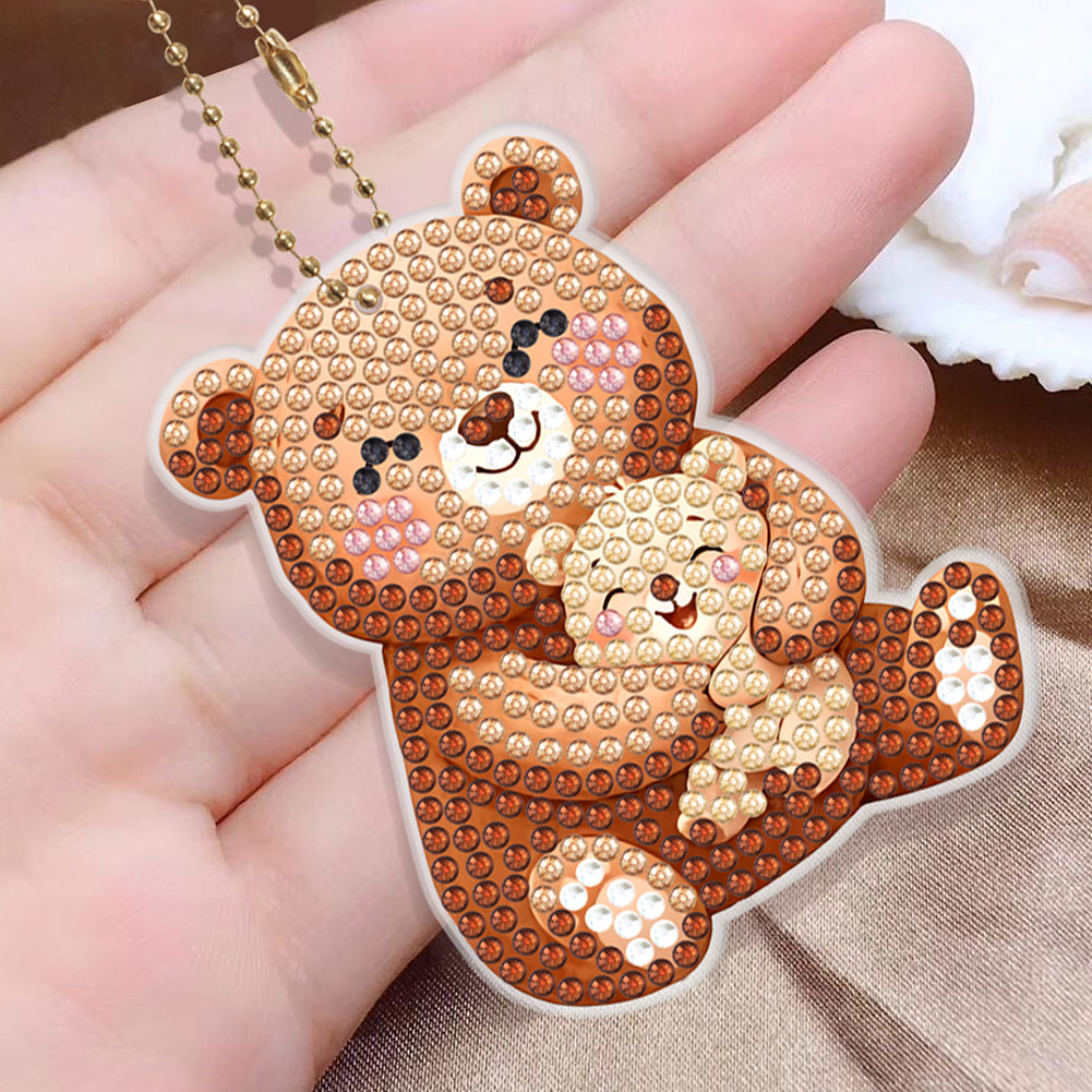 8Pcs PVC Double Sided Special Shaped Big Small Animals Diamond Painting Keychain