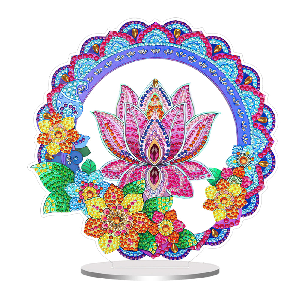 PVC Round Special Shaped Mandala Lotus Desktop 5D DIY Diamond Art Kits Decor