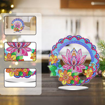 PVC Round Special Shaped Mandala Lotus Desktop 5D DIY Diamond Art Kits Decor