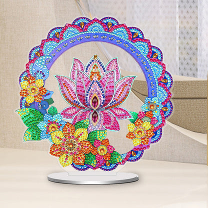 PVC Round Special Shaped Mandala Lotus Desktop 5D DIY Diamond Art Kits Decor