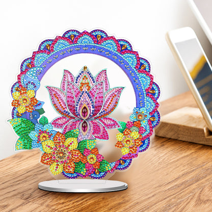 PVC Round Special Shaped Mandala Lotus Desktop 5D DIY Diamond Art Kits Decor