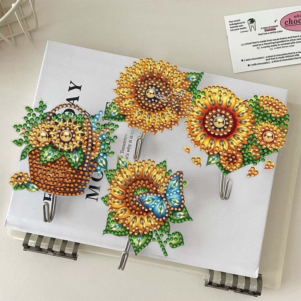 6Pcs Sunflower Diamond Painting Art Hooks Diamond Art Craft Wall Hooks for Wall