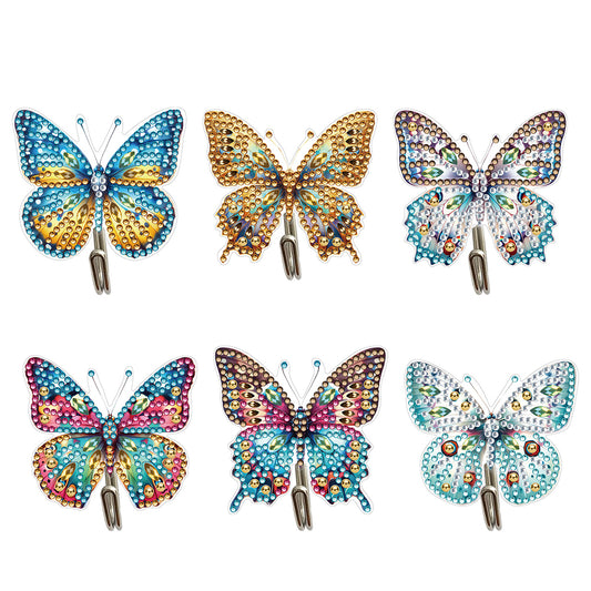 6Pcs Butterfly Diamond Painting Art Hooks Diamond Art Craft Wall Hooks for Wall