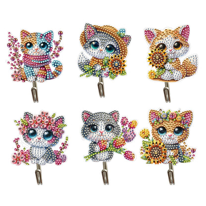 6Pcs Big-eyed Cat Diamond Painting Art Hooks Diamond Art Craft Wall Hooks