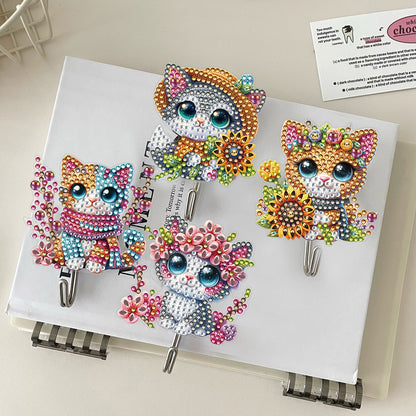 6Pcs Big-eyed Cat Diamond Painting Art Hooks Diamond Art Craft Wall Hooks