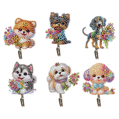 6Pcs Flower Puppy Diamond Painting Art Hooks Diamond Art Craft Wall Hooks