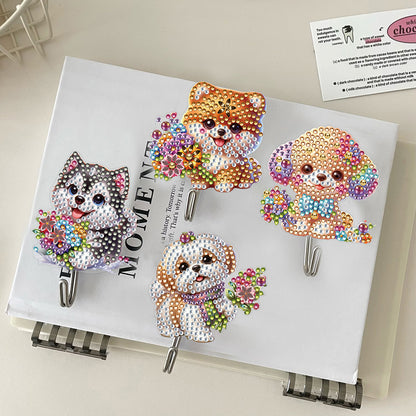 6Pcs Flower Puppy Diamond Painting Art Hooks Diamond Art Craft Wall Hooks