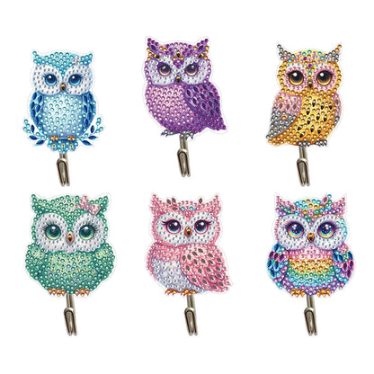 6Pcs Owl Diamond Painting Art Hooks Diamond Art Craft Wall Hooks for Home Decor