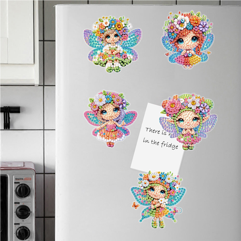 5Pcs Special Shape Cute Elf Fridge Magnet Diamond Painting Magnets Refrigerator