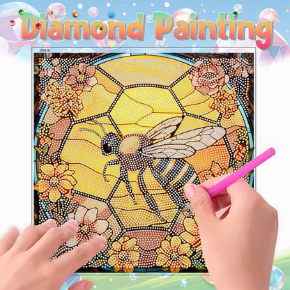 Stained Glass Bee DIY Creative Mosaic Sticker Craft Diamond Painting Sticker