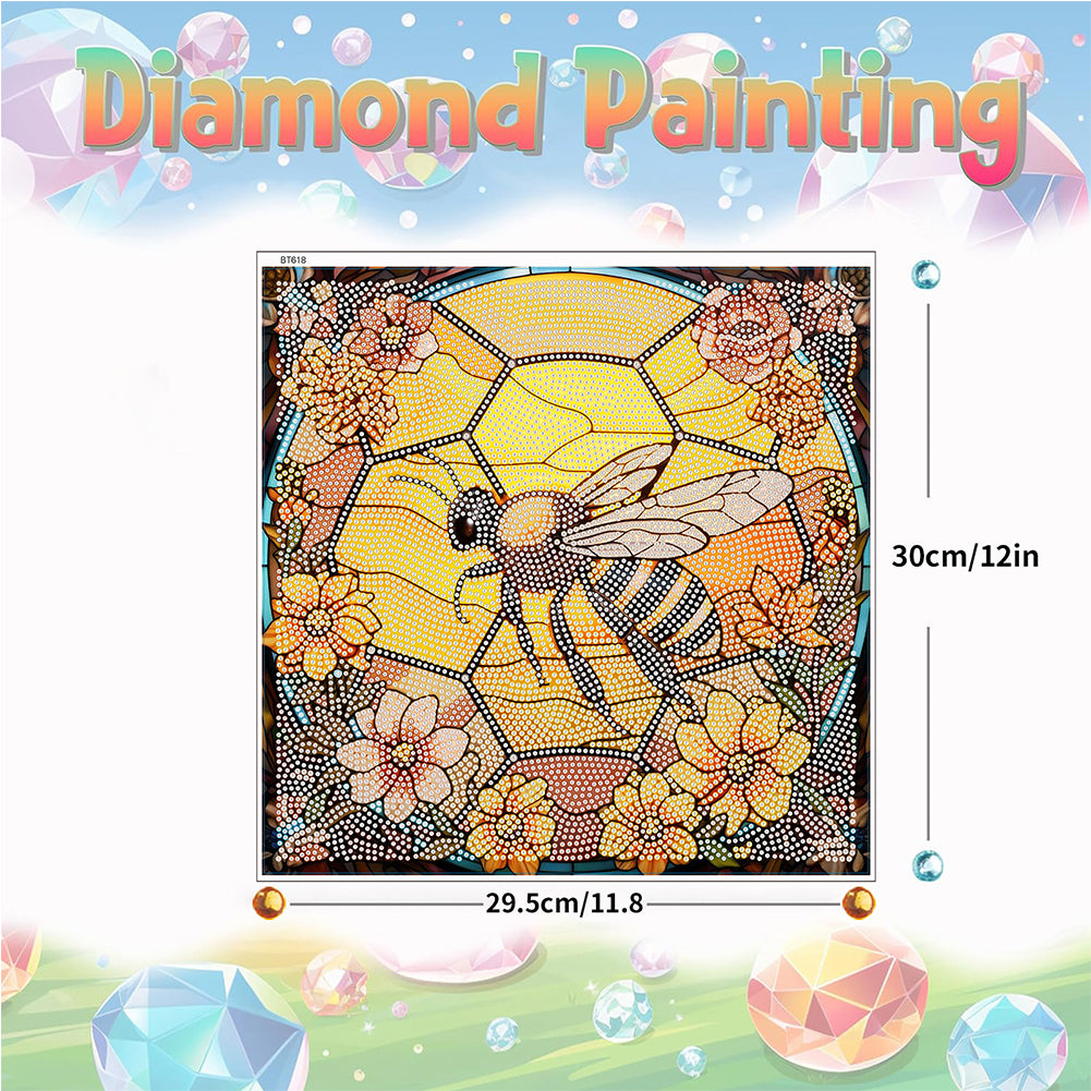 Stained Glass Bee DIY Creative Mosaic Sticker Craft Diamond Painting Sticker