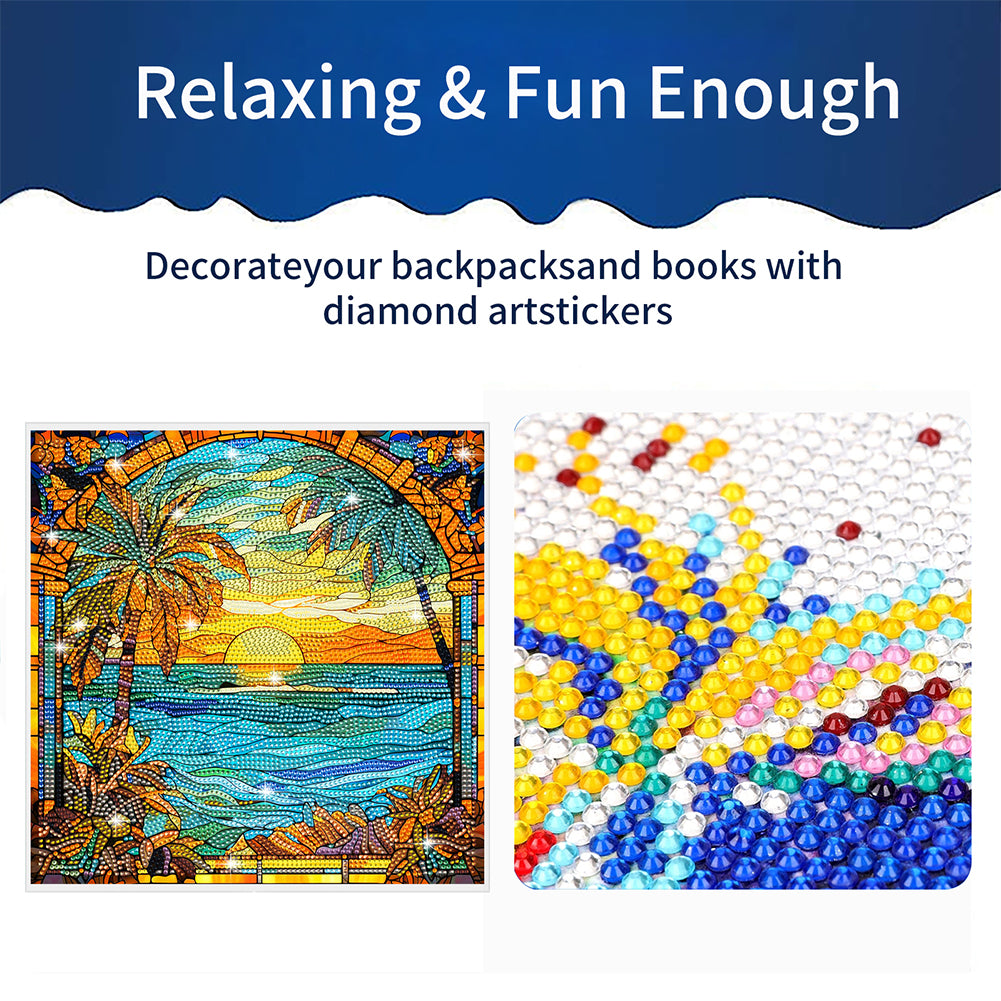 Stained Glass Seaside DIY Creative Mosaic Sticker Craft Diamond Painting Sticker