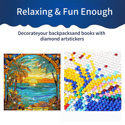 Stained Glass Seaside DIY Creative Mosaic Sticker Craft Diamond Painting Sticker