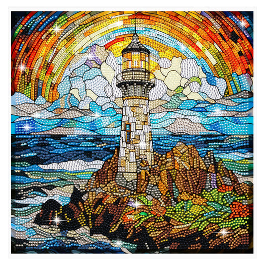 Stained Glass Lighthouse DIY Mosaic Sticker Craft Diamond Painting Sticker