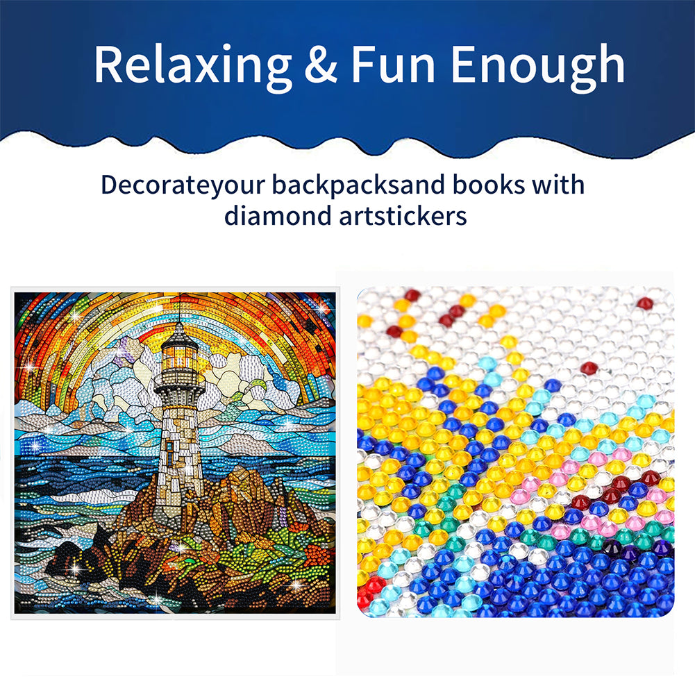 Stained Glass Lighthouse DIY Mosaic Sticker Craft Diamond Painting Sticker