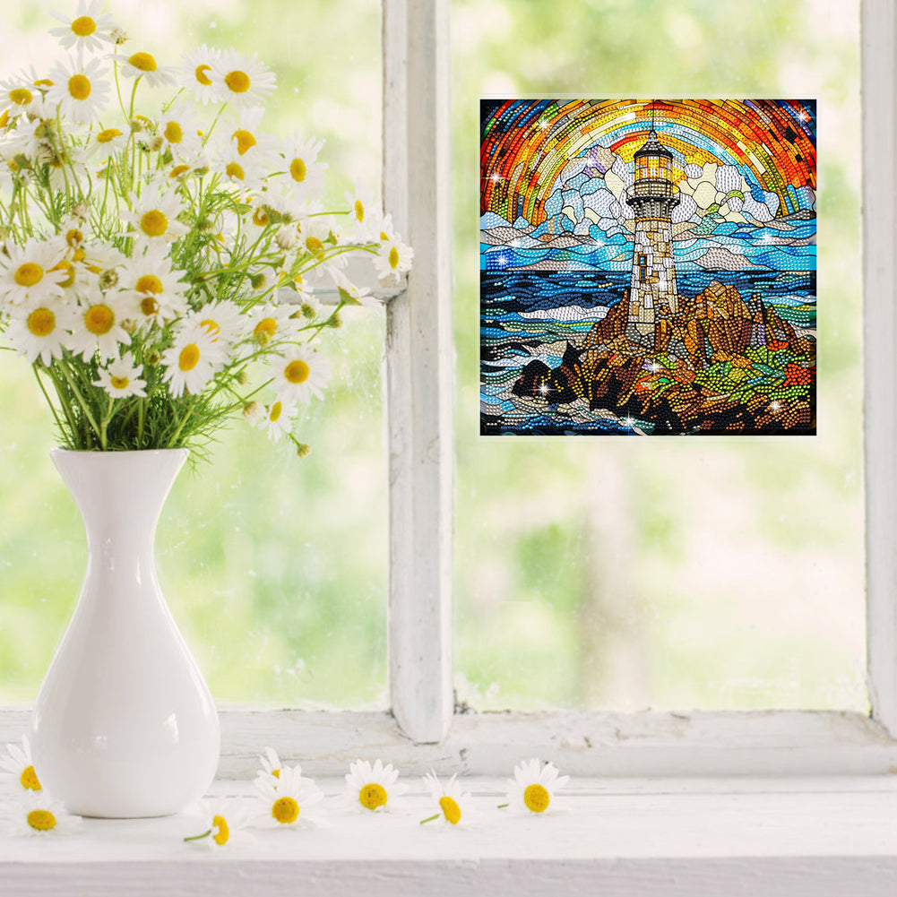 Stained Glass Lighthouse DIY Mosaic Sticker Craft Diamond Painting Sticker