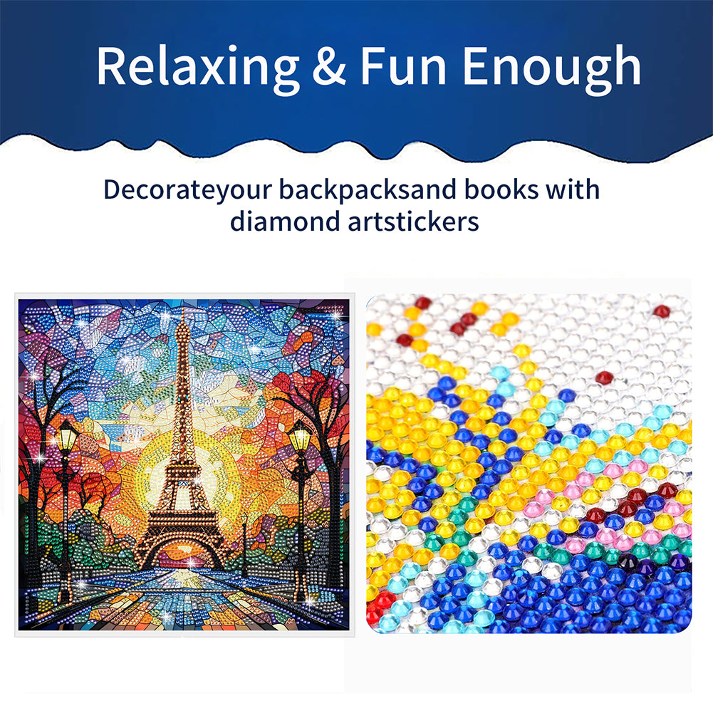 Stained Glass Eiffel Tower DIY Mosaic Sticker Craft Diamond Painting Sticker