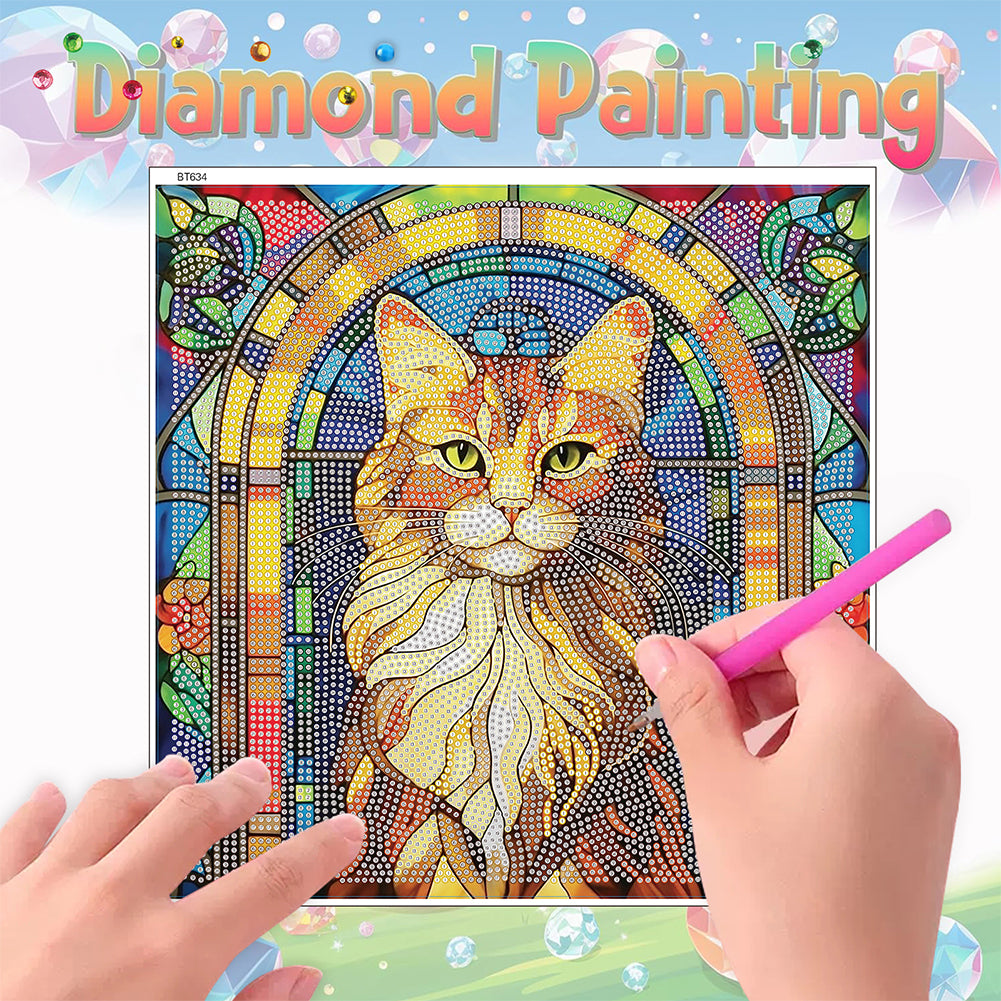 Stained Glass Cat DIY Creative Mosaic Sticker Craft Diamond Painting Sticker