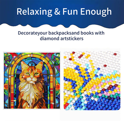 Stained Glass Cat DIY Creative Mosaic Sticker Craft Diamond Painting Sticker