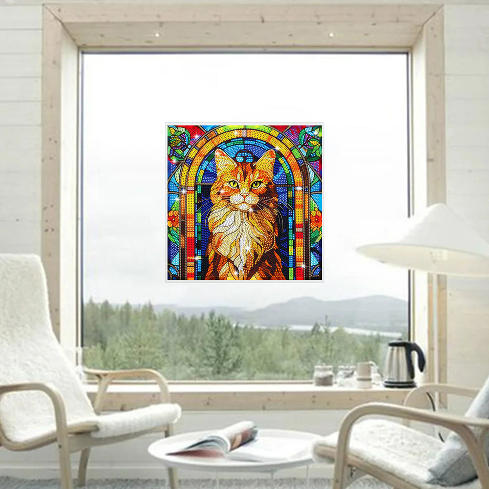 Stained Glass Cat DIY Creative Mosaic Sticker Craft Diamond Painting Sticker