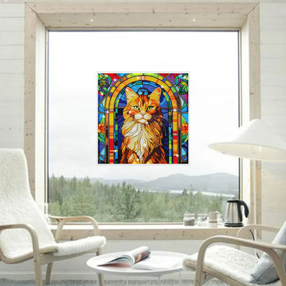 Stained Glass Cat DIY Creative Mosaic Sticker Craft Diamond Painting Sticker