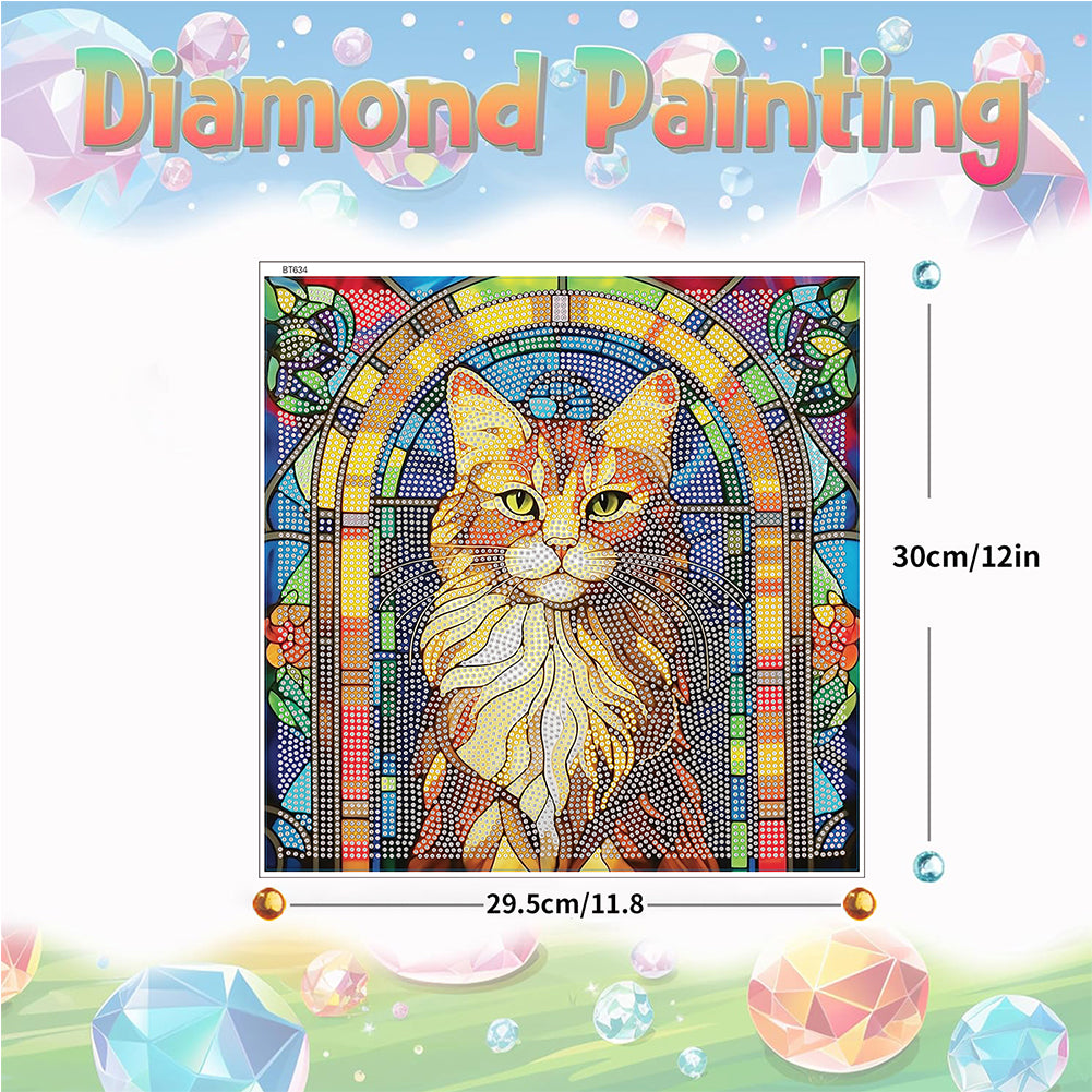 Stained Glass Cat DIY Creative Mosaic Sticker Craft Diamond Painting Sticker