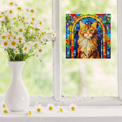 Stained Glass Cat DIY Creative Mosaic Sticker Craft Diamond Painting Sticker