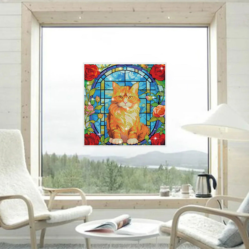 Stained Glass Cat DIY Creative Mosaic Sticker Craft Diamond Painting Sticker