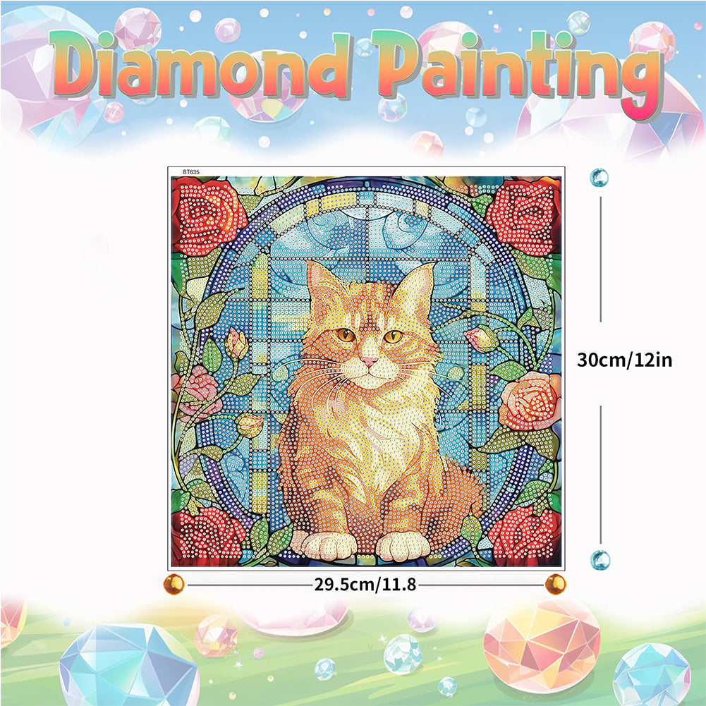 Stained Glass Cat DIY Creative Mosaic Sticker Craft Diamond Painting Sticker