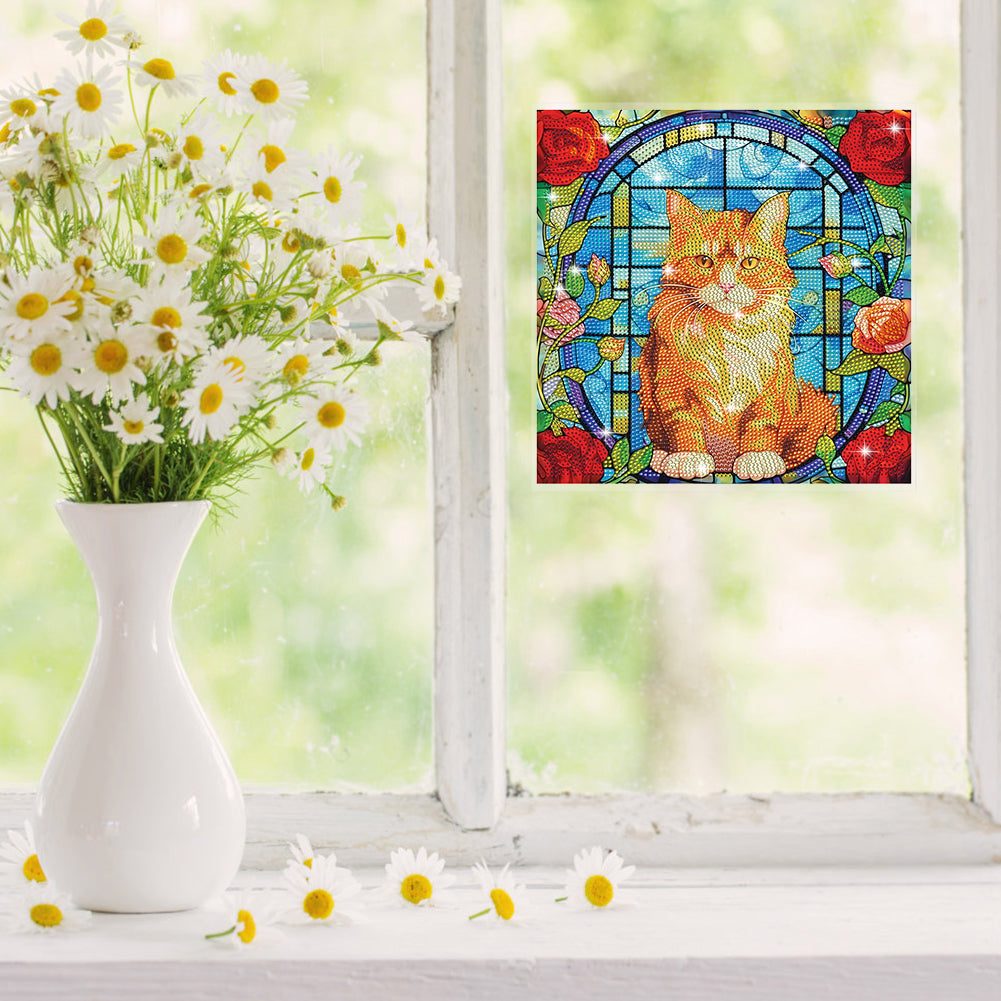 Stained Glass Cat DIY Creative Mosaic Sticker Craft Diamond Painting Sticker