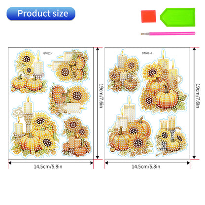 9Pcs Pumpkin Candle Diamond Painting Sticker Crystal Diamond Sticker for Kids