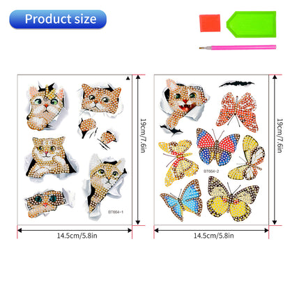 13Pcs Orange Cat Diamond Painting Sticker Crystal Diamond Sticker for Kids