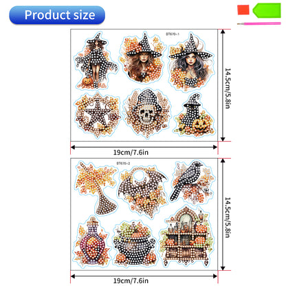 12Pcs Miko Broom Crow Diamond Painting Sticker Crystal Diamond Sticker for Kids