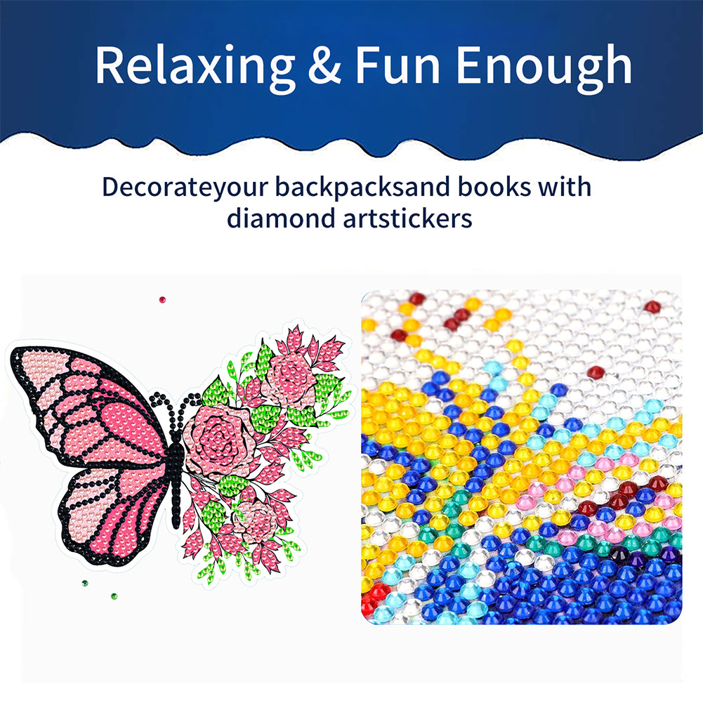 6Pcs Butterfly Diamond Painting Sticker Diamonds Mosaic Stickers (BT607)