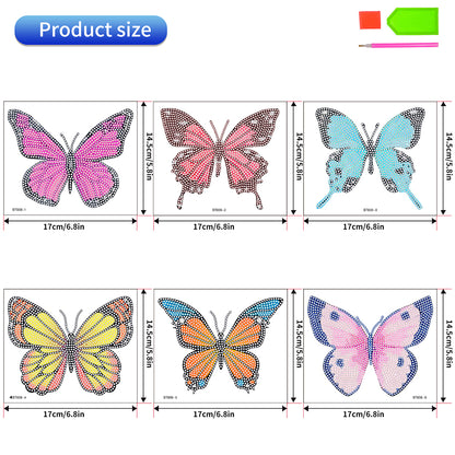 6Pcs Butterfly Diamond Painting Sticker Diamonds Mosaic Stickers (BT608)