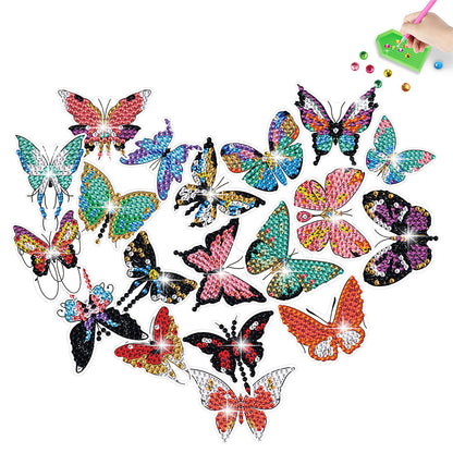 19Pcs Butterfly Diamond Painting Sticker Rhinestone Stickers Colorful Butterfly