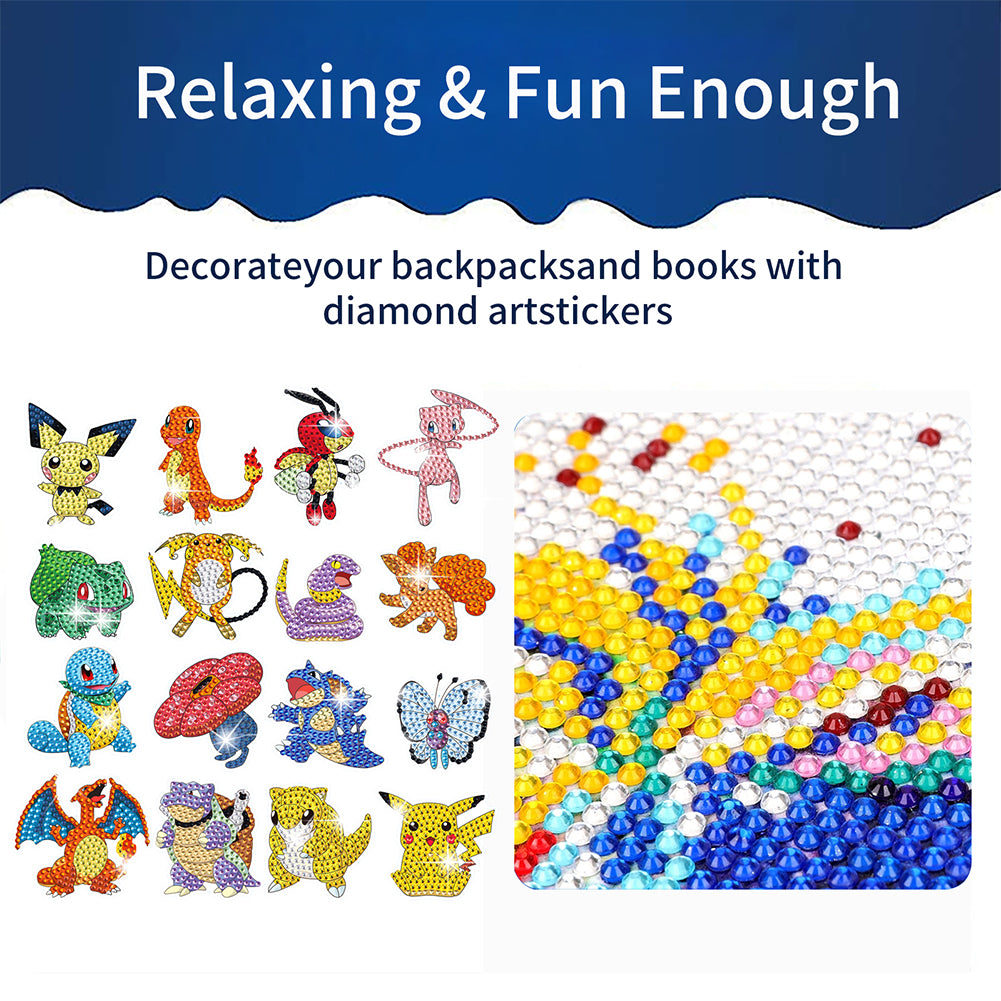 23Pcs Cartoon Diamond Painting Sticker Anime Characters Rhinestone Stickers