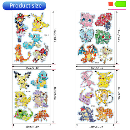 23Pcs Cartoon Diamond Painting Sticker Anime Characters Rhinestone Stickers