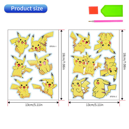 12Pcs Pikachu Diamond Painting Sticker Diamonds Mosaic Stickers for Boys Girls