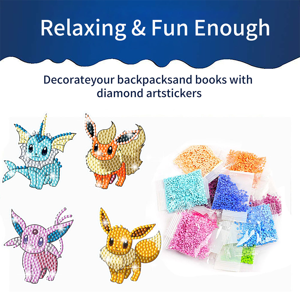 9Pcs Pikachu Diamond Painting Sticker Diamonds Mosaic Stickers for Boys Girls