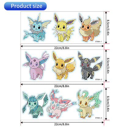 9Pcs Pikachu Diamond Painting Sticker Diamonds Mosaic Stickers for Boys Girls