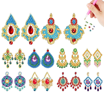 10Pairs Double Side Bohemian Diamond Painting Earrings Mosaic Drill Earring Kits