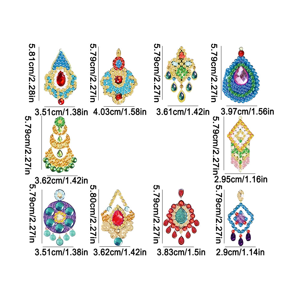 10Pairs Double Side Bohemian Diamond Painting Earrings Mosaic Drill Earring Kits