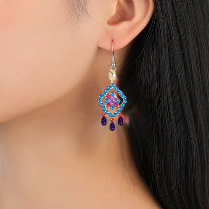 10Pairs Double Side Bohemian Diamond Painting Earrings Mosaic Drill Earring Kits