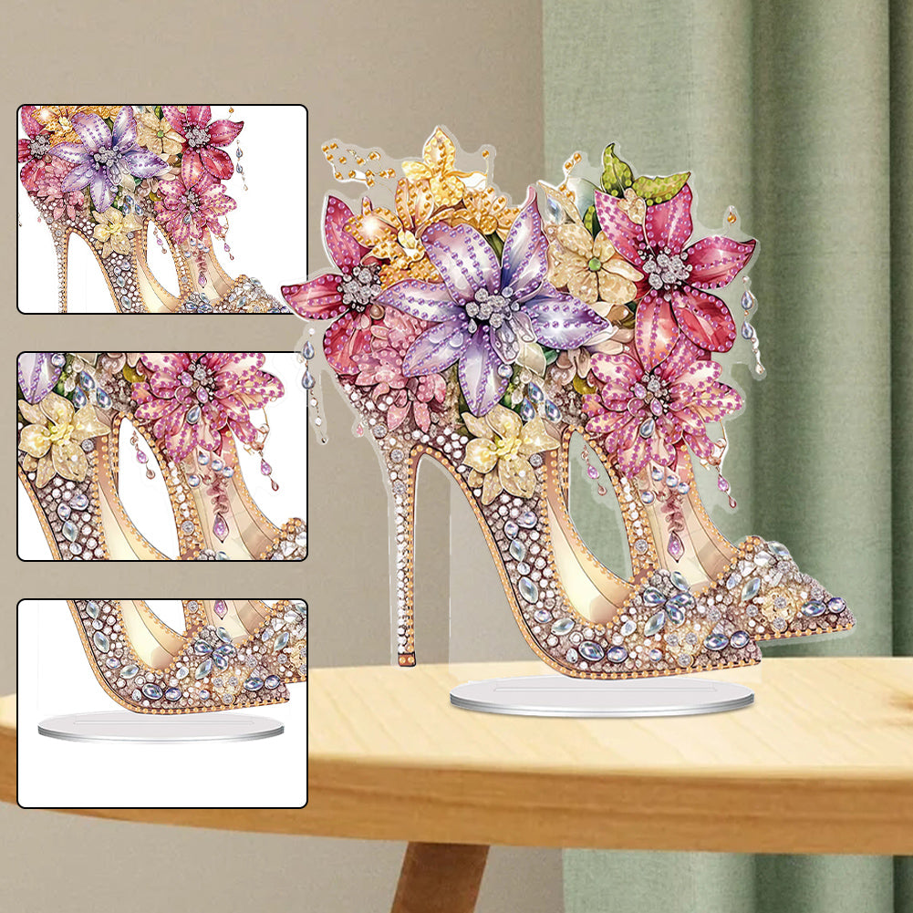 Special Shaped Acrylic High-heeled Shoes Diamond Painting Tabletop Ornaments Kit