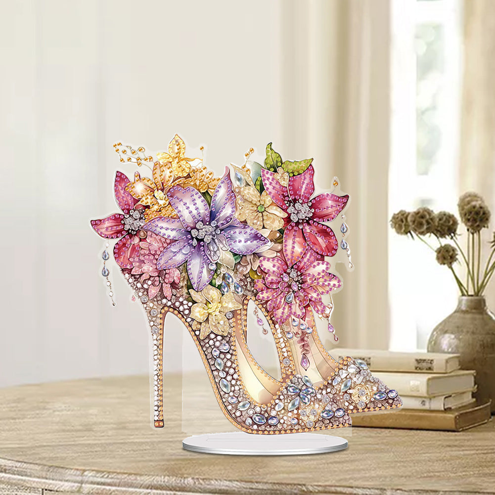 Special Shaped Acrylic High-heeled Shoes Diamond Painting Tabletop Ornaments Kit