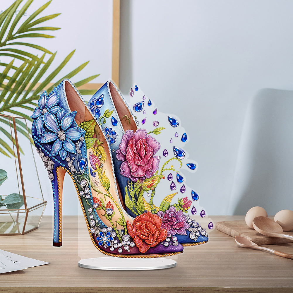 Special Shaped Acrylic High-heeled Shoes Diamond Painting Tabletop Ornaments Kit